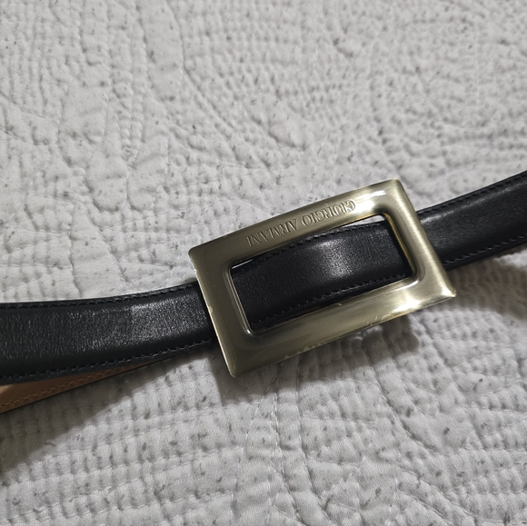 Giorgio Armani Black Leather Belt W/ Logo Buckle main image 7